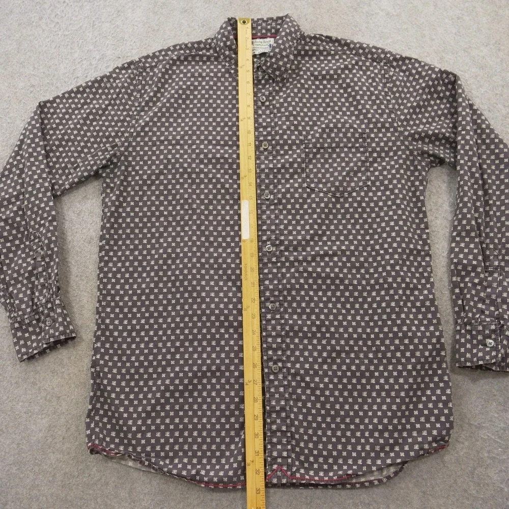 Lucky Brand Shirt Mens Extra Large Brown Button Up Print AOP Long Sleeve